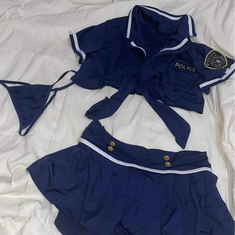 Seductive Police Stewardess Uniform- Blue - Image 7