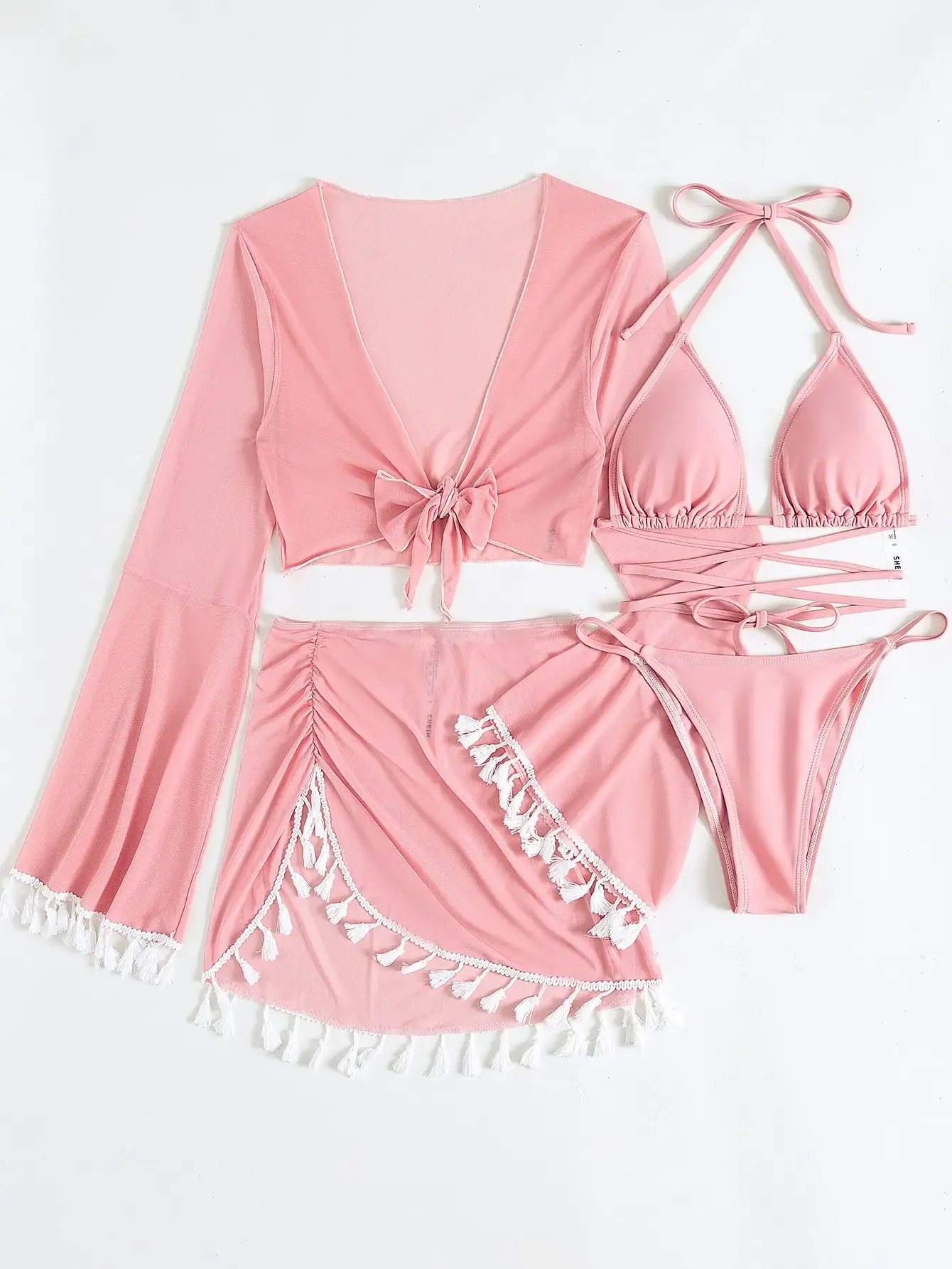 Four Pieces Lace Bikini Swimsuit - Image 16
