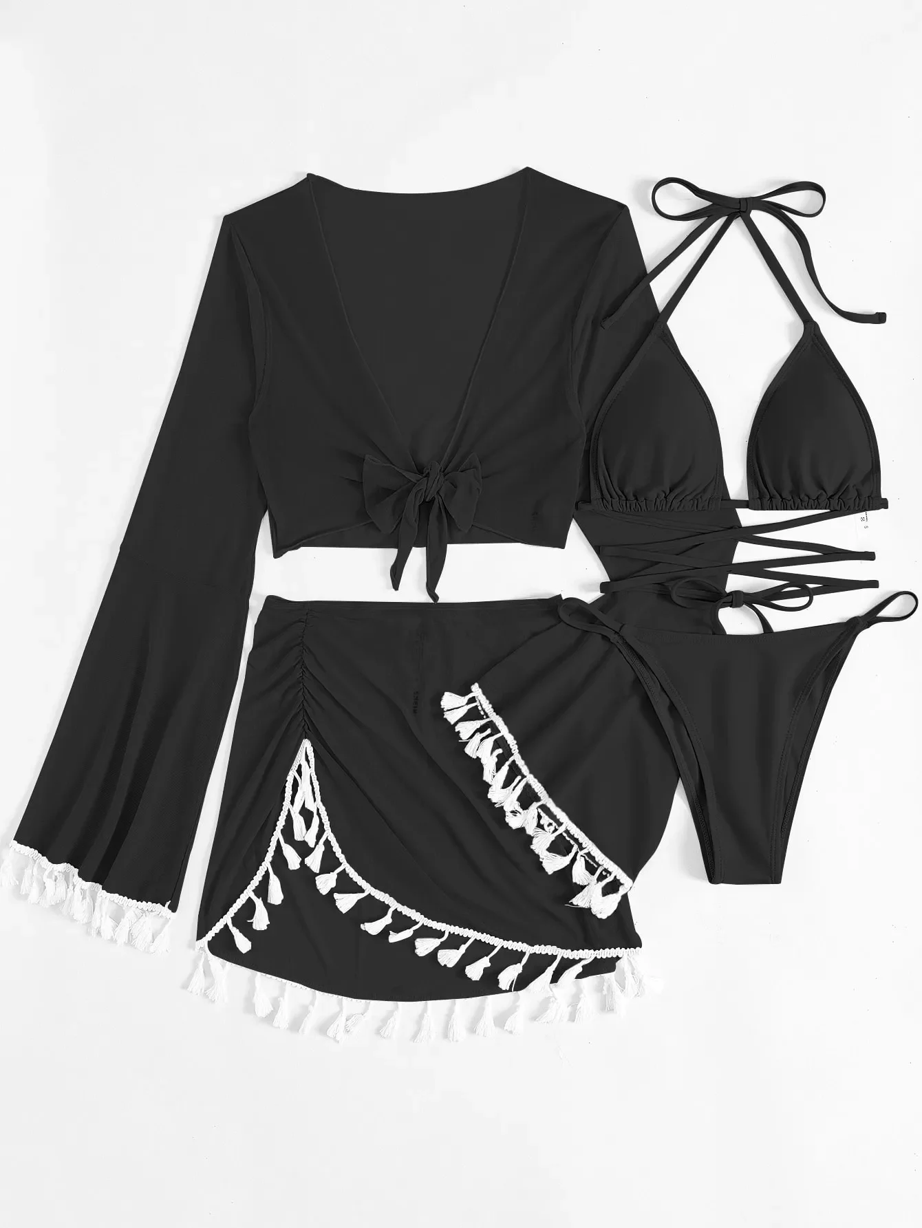 Four Pieces Lace Bikini Swimsuit - Image 19
