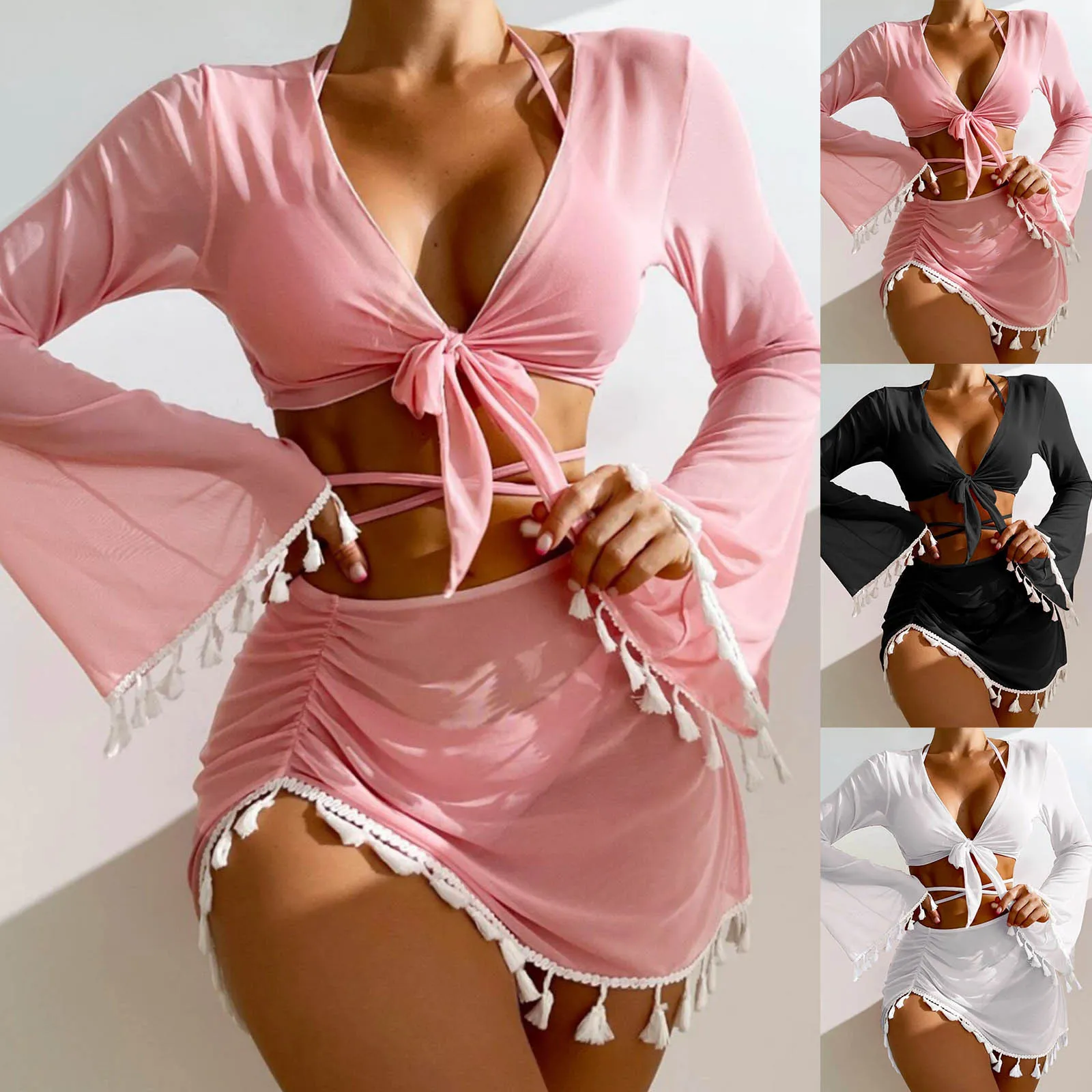Four Pieces Lace Bikini Swimsuit - Image 26