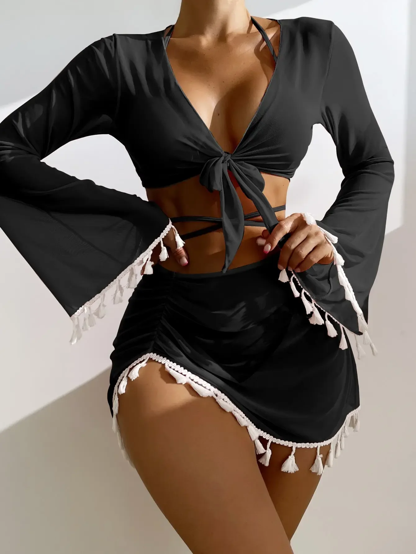 Four Pieces Lace Bikini Swimsuit - Image 25