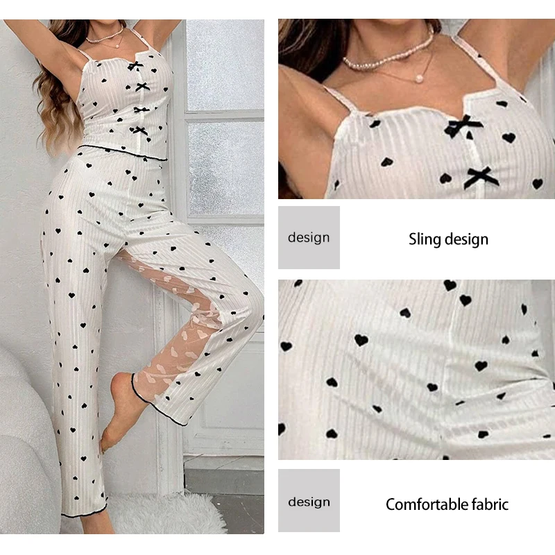 Sheer Mesh Pajama Set 2 Pieces Homewear - Image 3