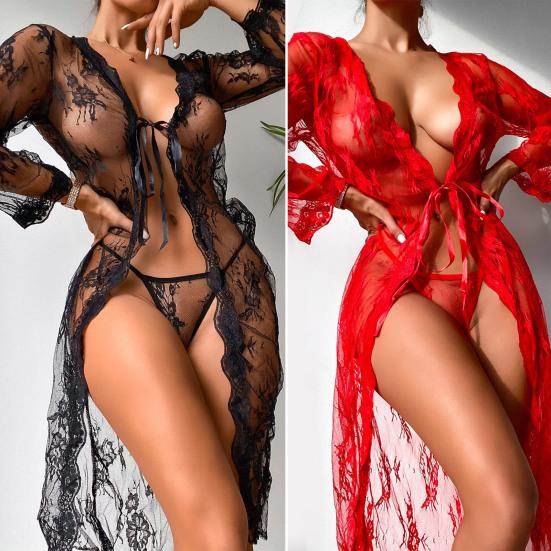 Nightdress Open Front Lace Up Two Piece - Image 2