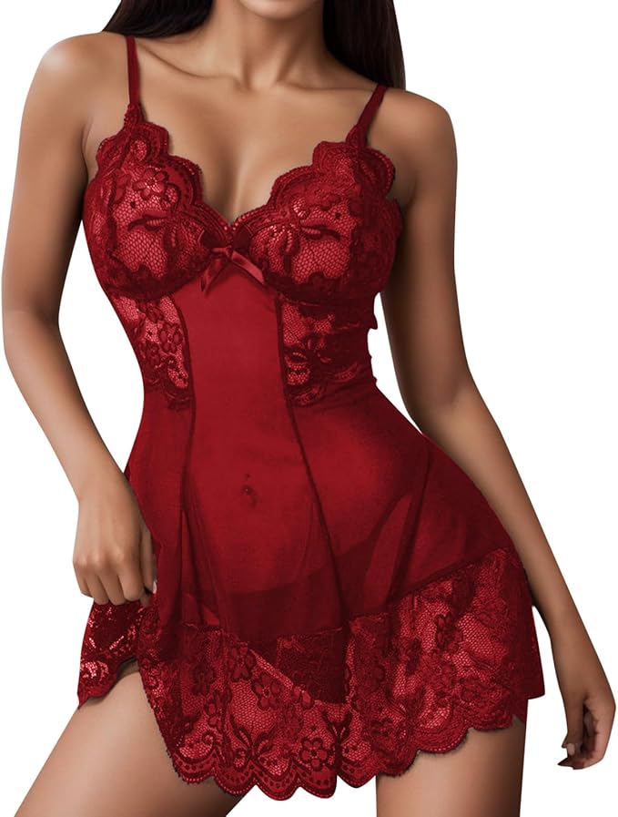 Lace Babydoll Chemise Strap Sleepwear - Image 8