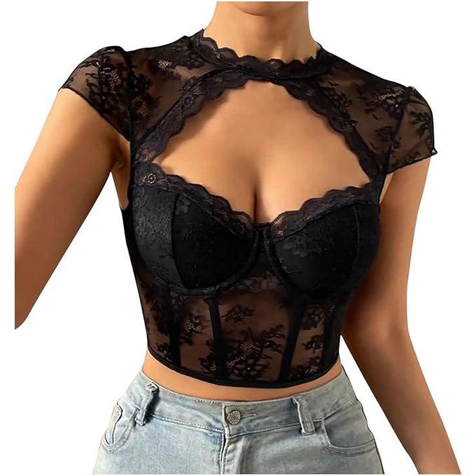 Allurite Cut Out Front Lace Top - Image 9