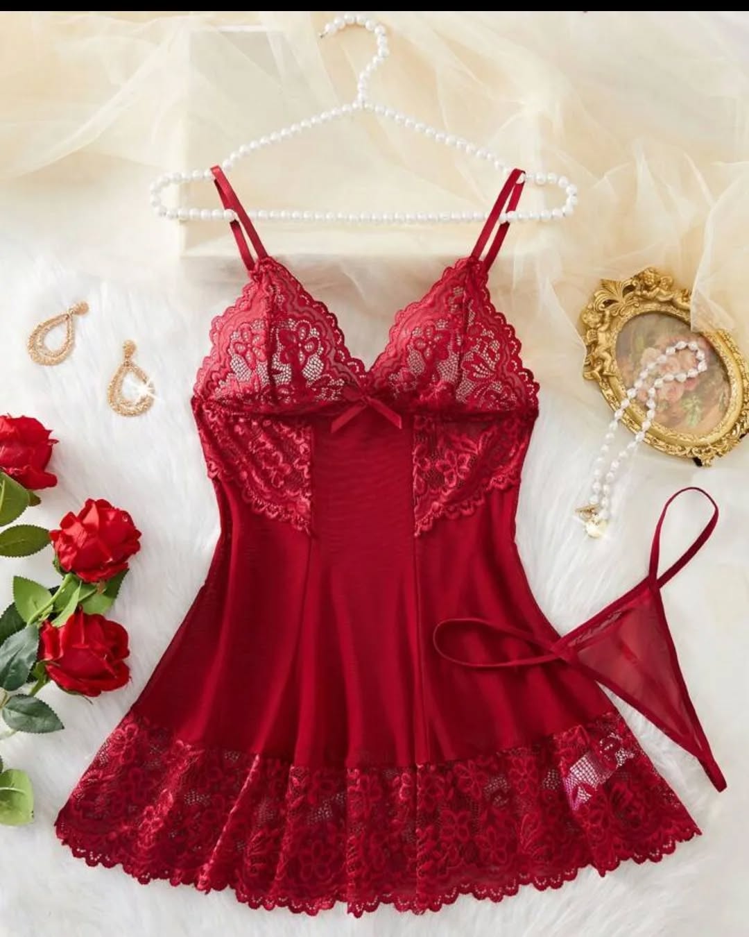 Lace Babydoll Chemise Strap Sleepwear - Image 2