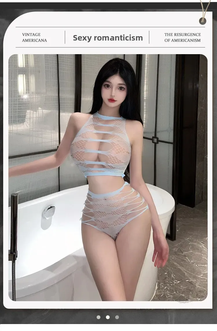 Hollow out Striped Bikini Set 8099 - Image 7