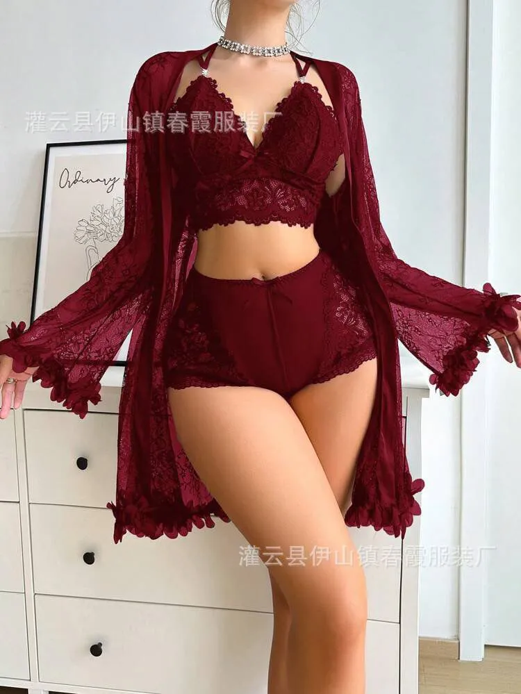 3-Piece Lace Nighty Set Floral - Image 15