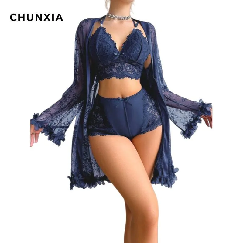 3-Piece Lace Nighty Set Floral - Image 13