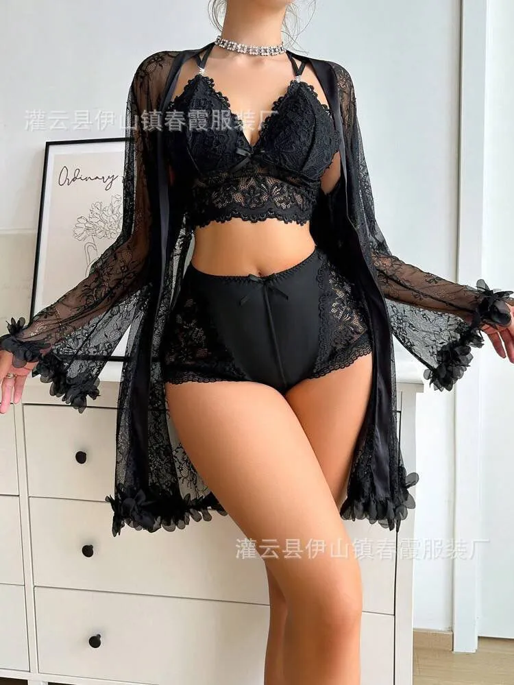 3-Piece Lace Nighty Set Floral - Image 10
