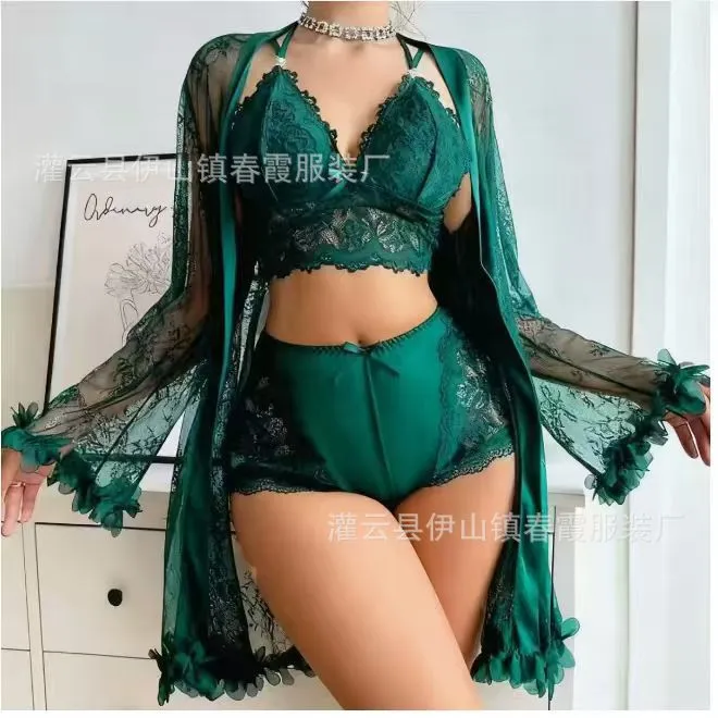 3-Piece Lace Nighty Set Floral - Image 8