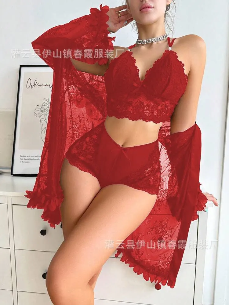 3-Piece Lace Nighty Set Floral - Image 6