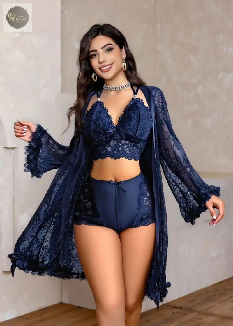 3-Piece Lace Nighty Set Floral - Image 5