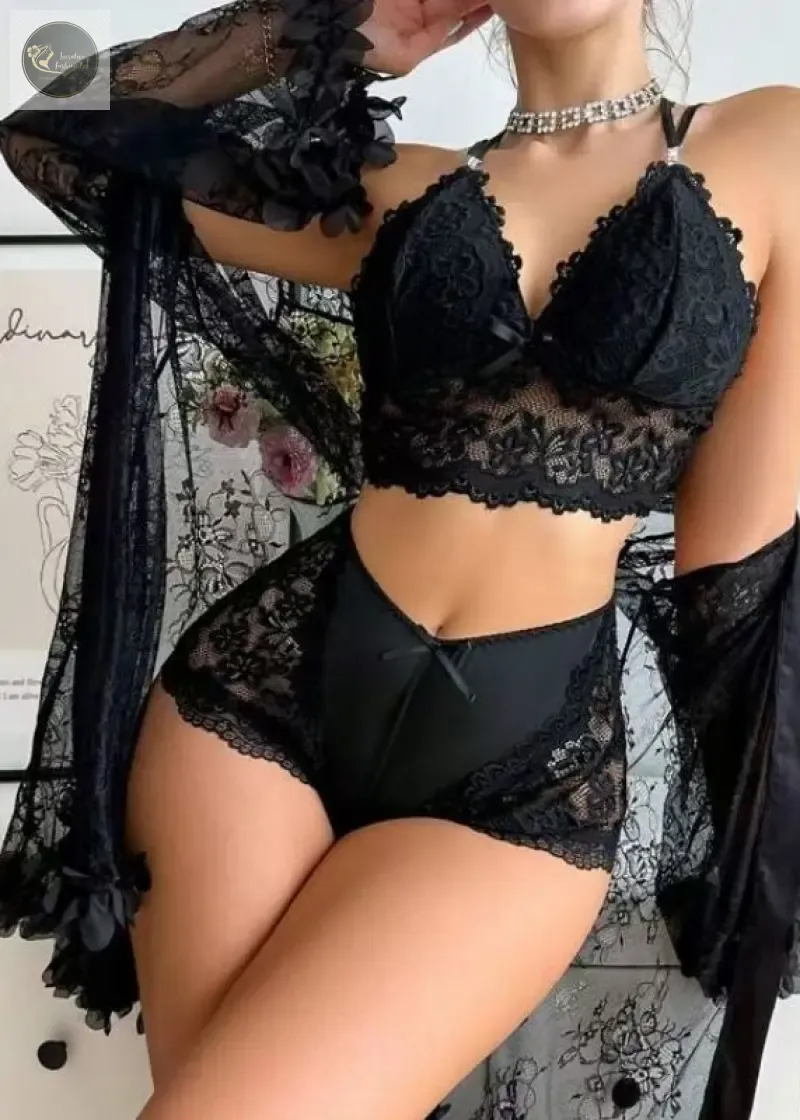 3-Piece Lace Nighty Set Floral - Image 2