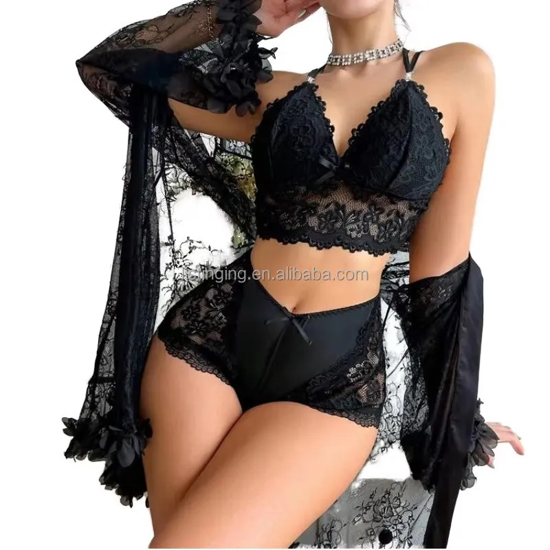 3-Piece Lace Nighty Set Floral - Image 17