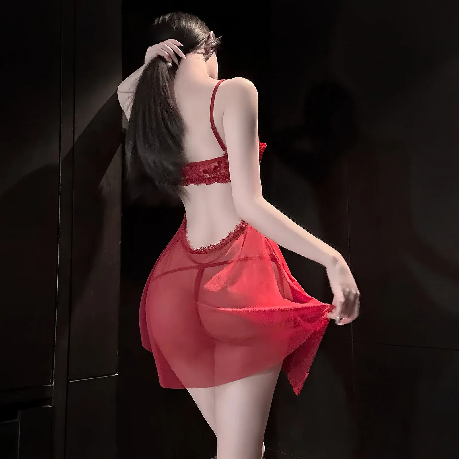 Babydoll Lace See Through Gown - Image 5