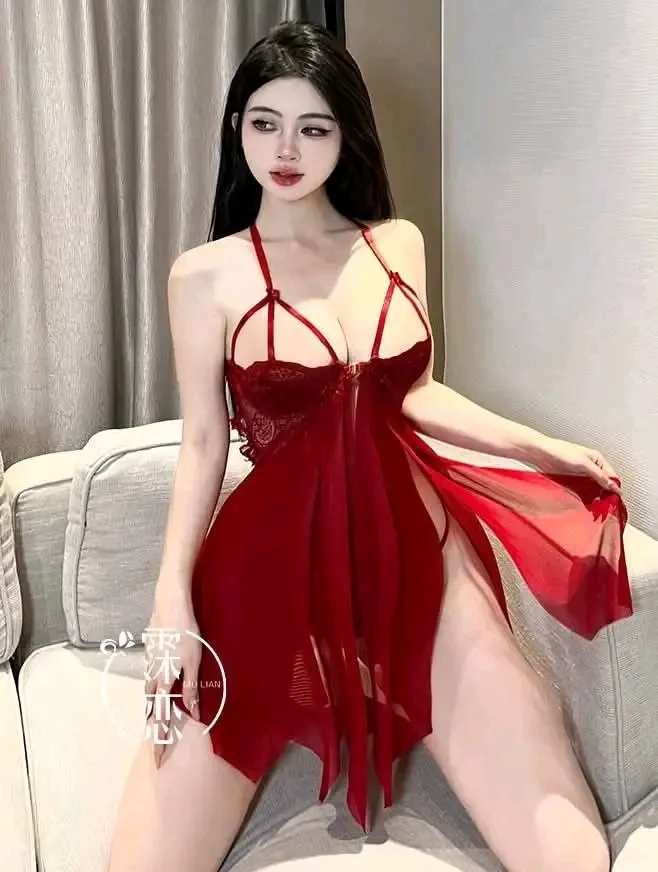 Babydoll Lace See Through Gown - Image 4